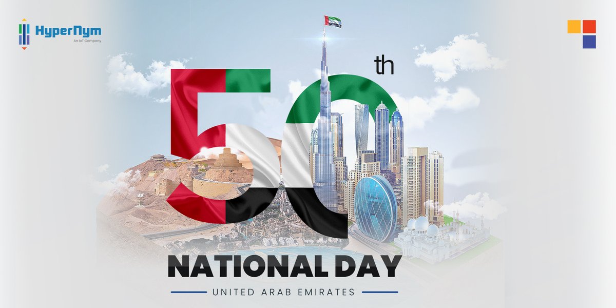 Hypernym_'s tweet photo. HyperNym extends best wishes to the leadership &amp; people of UAE on the occasion of their 50th National Day. 🇦🇪 
Today, we join the UAE in celebrating the country's union, vision and success. 

#UAENationalDay50 #50YearsofUNITY #iot #azure https://t.co/dKaonhKunH