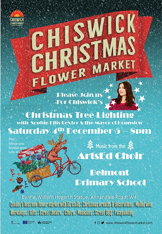 Saturday evening from 5pm... Switching on all the Chiswick lights. By the Hogarth statue.