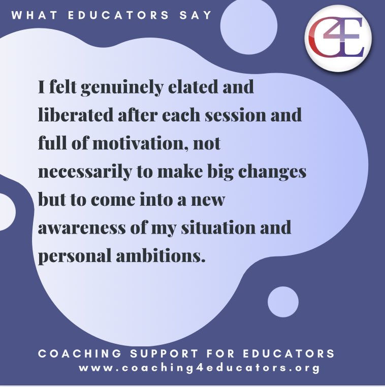 Coach4Educators's tweet photo. #coaching4educators 
#personalsupportforteachers
#learningadventure 

Find out what educators think of coaching from our #C4E coaches… https://t.co/ipsHcLbD8E