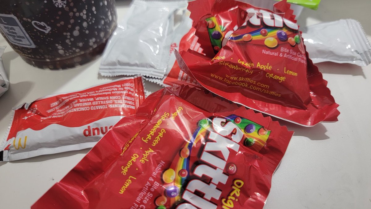 Um I'm packing orders at my desk after eating a 1am dinner and I looked down and realized the ketchup packets are mixed with the skittles I send out in orders and I just really, really hope I didn't pack a ketchup. Because I'm tired af. 

But if I did, you're welcome I guess.