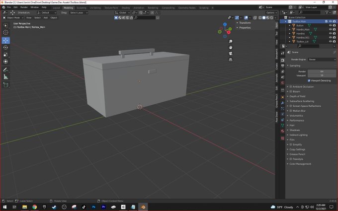 Modeled this toolbox or lunch box in Blender for my projects. #gamedev #gamedevelopment #Blender #3dmodeling<a href="/tag/gamedev"class="tags"><span>#gamedev</span></a><a href="/tag/blender"class="tags"><span>#blender</span></a><a href="/tag/3dmodeling"class="tags"><span>#3dmodeling</span></a><a href="/tag/gamedevelopmen"class="tags"><span>#gamedevelopmen</span></a>