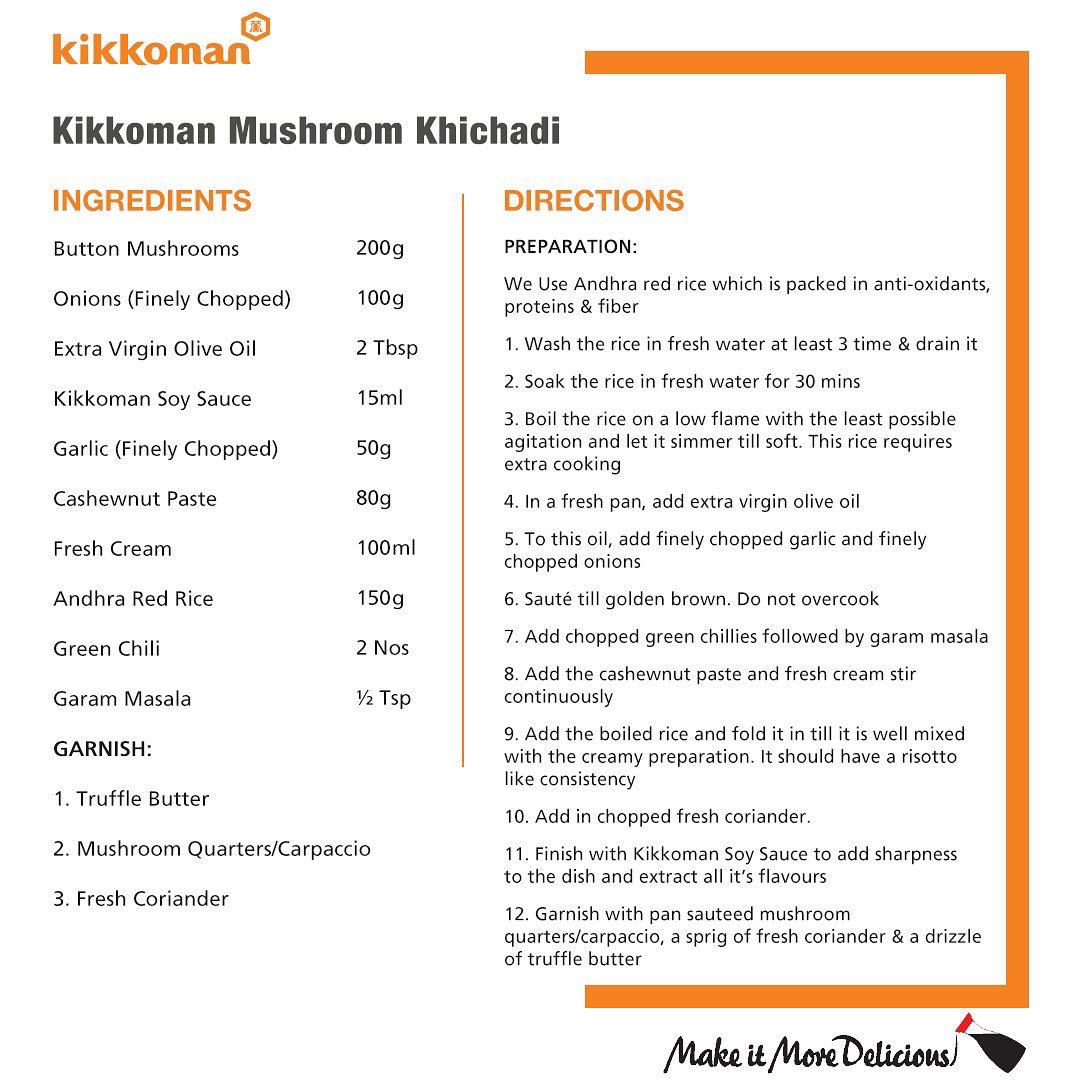 KikkomanIndia's tweet photo. The perfect twist on the classic Khichadi, only with Kikkoman Soy Sauce! Try this unique recipe curated by Prashant Issar using a #DashOfKikkoman and get featured on our page!
#CookingWithKikkoman
@LaDittaLimited
#Kikkoman #KikkomanIndia #NaturallyBrewed @IshaaraIndia https://t.co/aKs3URHfjv