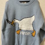 ついに届いた!ガチョウが包丁を咥えてmurderしているセーター!