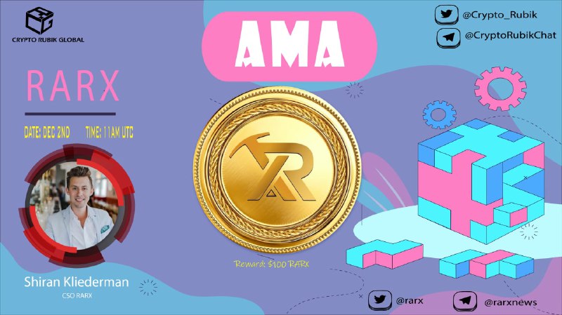 Crypto_Rubik's tweet photo. 🎙️#AMA Series With Rarx

💰Reward Pool: 100 $Rarx
📆Date: December 2nd 2021 11 AM UTC
🏠Venue: https://t.co/yTF9cZ9Hqk

〽️Rules:

1️⃣Follow: @Crypto_Rubik &amp; @Rarxofficial 
2⃣Like &amp; RT
3⃣Comment Questions &amp; Tag 3 Friends https://t.co/vAJTSMarpe
