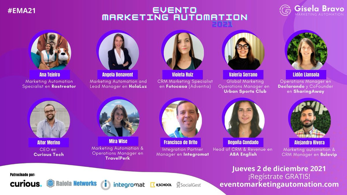 🚀¡Es hoooy, es hooooy!🚀

Llega #EMA21 a las 15 H (CEST)🔥

Organiza <a href="/gisela_bravoc/">Gisela Bravo 🤖</a> y presentado por @buscate_lavida 

6 hora de formación con los ponentes más🔝del #MarketingAutomation

🎁Regalos y sorteos de los patrocinadores

👩‍💻Aún puedes Inscribirte

giselabravo.com/evento-marketi…