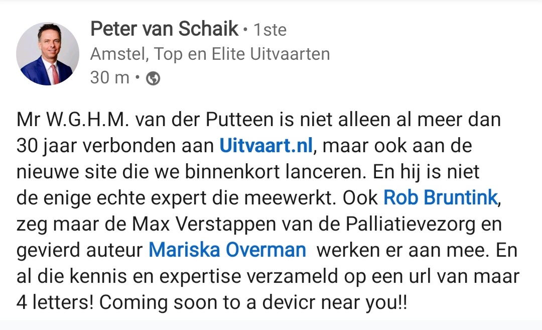 RobBruntink's tweet photo. Ik word de 'Max Verstappen van de palliatieve zorg' genoemd, dat overkomt me niet iedere dag... Maar die nieuwe site, die wordt inderdaad revolutionair in levenseindeland. https://t.co/NknuDx7aIr