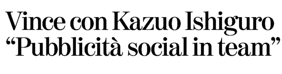 «Per Klara e il Sole abbiamo voluto realizzare una promo­zione importante, incentrata sull'interazione con il pubblico».

Oggi <a href="/Super_Cri/">Cristina Insalaco</a> intervista questo bot su <a href="/rep_torino/">Repubblica Torino</a> per la seconda vittoria consecutiva di Einaudi al Premio Mattia Serafini per la miglior campagna social.