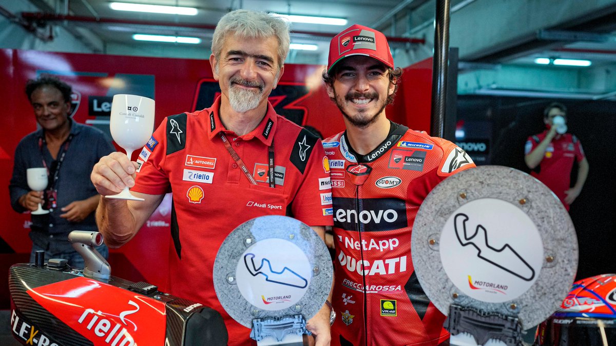 ducaticorse's tweet photo. #TBT Pecco's win at the #AragonGP has been picked as one of your favourites! So here are the best snaps from that nail-biting battle between @PeccoBagnaia and @marcmarquez93! 🙌 What a race, guys! 🤯 

#ForzaDucati #DucatiLenovoTeam https://t.co/CjZfntzQMy