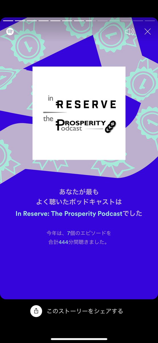 PinkSarcophagus's tweet photo. I was just checking out my Spotify 2021 wrap-up and it turns out my most listened to podcast this year is the Reserve Prosperity Podcast at 444 mins. Runners up were Lex Fridman, ChainLinkGod and BlockHash. #RaFoLi https://t.co/woaCvRfpUj