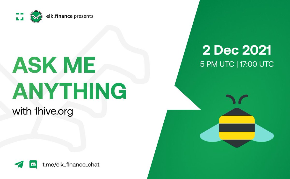 elk_finance's tweet photo. 🔊 AMA with @1HiveOrg from @xdaichain 🔊

📅 Today, Dec 2
⏰ 5PM UTC
🔗 https://t.co/HKeeuCNEvI

💡1hive is a community that builds and experiments with decentralized applications and protocols.

💰$100 worth of $HNY between TOP 3 live Q&amp;A💰

#LearnWithElk #AMA https://t.co/a9NwP6Wi45