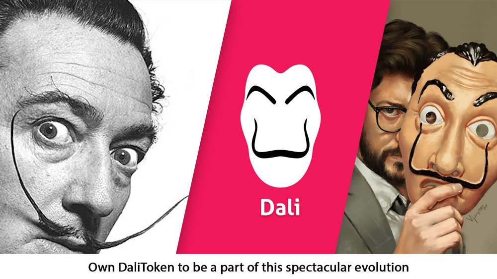 dalitoken's tweet photo. Salvador Dali was a Spanish painter known for exploring subconscious imagery. We are familiar with Netflix’s beloved series @lacasadepapel and the famous masks they used which is an adaptation of Dali’s peculiar facial hair. Stayed tuned for #MoneyHeist5 finale on @netflix . https://t.co/fXmbjj7nCL