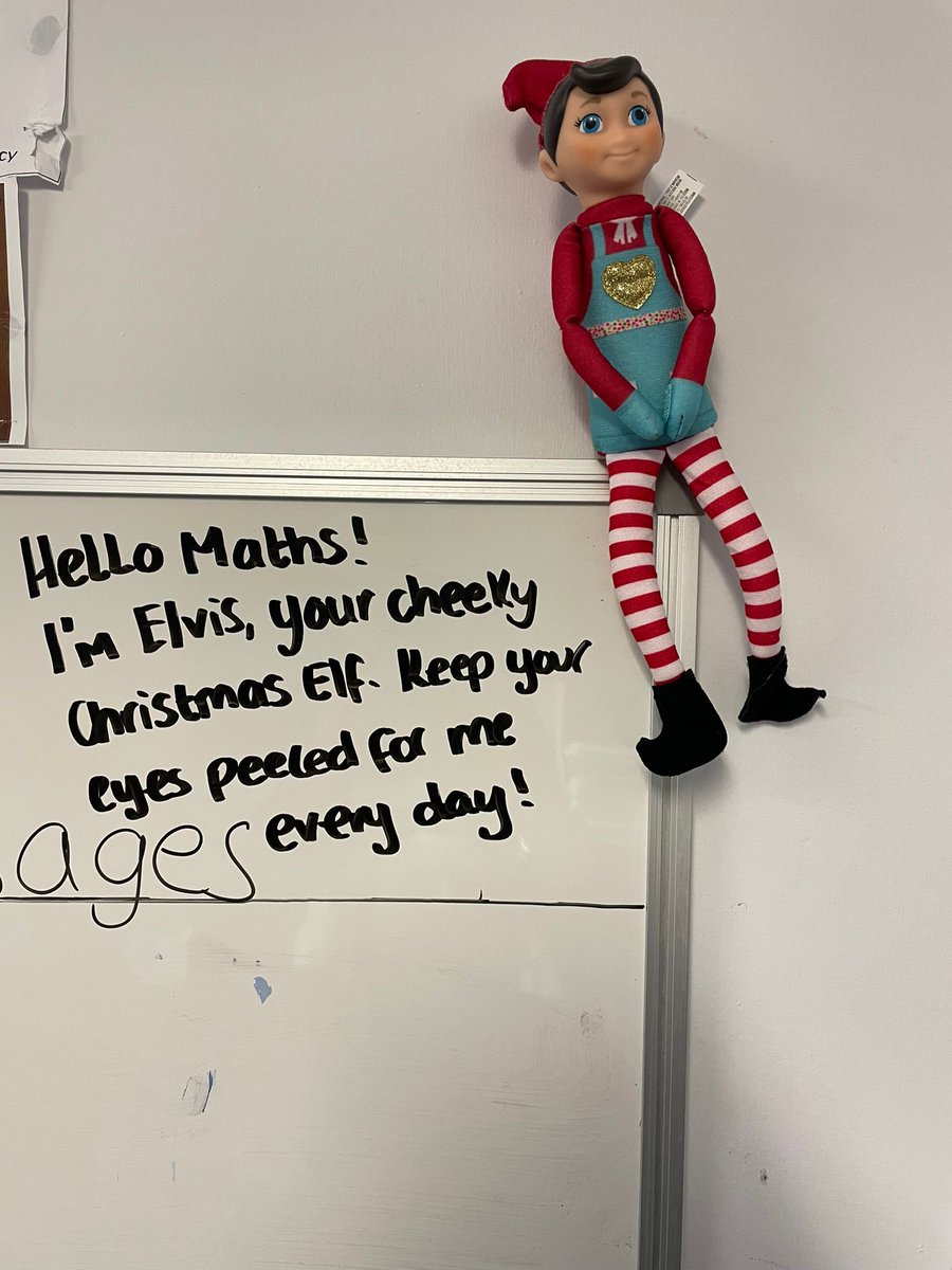 AHSMathematics's tweet photo. We have a visitor this December here in Maths. Say hello to Elvis! Here is the message he left us yesterday and today he has spread the Christmas cheer with some colourful bows around the office. https://t.co/y0D85Dvjj4