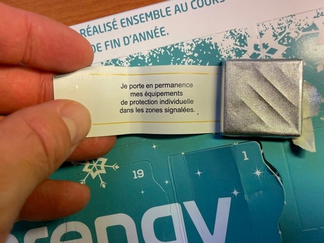 Ho Ho🎅
Hello décembre🎄

Le calendrier de l'avent <a href="/Storengy/">Storengy</a> pour le personnel de la Direction Salins est là pour nous accompagner ce mois de décembre et pour nous rappeler les fondamentaux sécurité, qui est l'ADN de notre entreprise.

Created by Benjamin Demaret
<a href="/MickaelGuillot/">GUILLOT Mickaël</a>