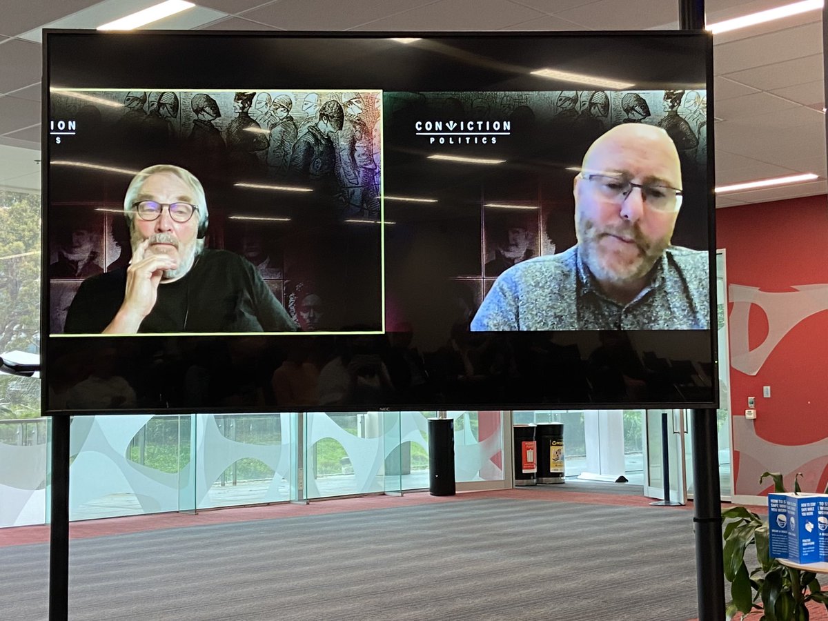 mfjmonash's tweet photo. Thank you to all of the #ConvictionPolitics panellists, present both in person and via the magic of Zoom 😁
Our experts tonight are Daisy Bailey, Monika Schwarz, Alison Pennington, Hamish Maxwell-Stuart, Steve Thomas and moderator Tony Moore #UKAUSeason #MFJMonash @Monash_Arts https://t.co/IXUqR2iYkq