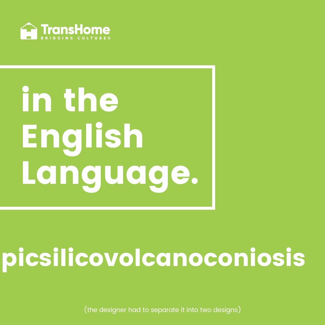 thetranshome's tweet photo. The longest Word in the English Language.
Pneumonoultramicroscopicsilicovolcanoconiosis. 
Yes, this is a word. And it is the name of lung disease. We tried pronouncing it multiple times, but each time we run out of breath.
#language
#languageservices
#multilingual https://t.co/8TLA20bOds