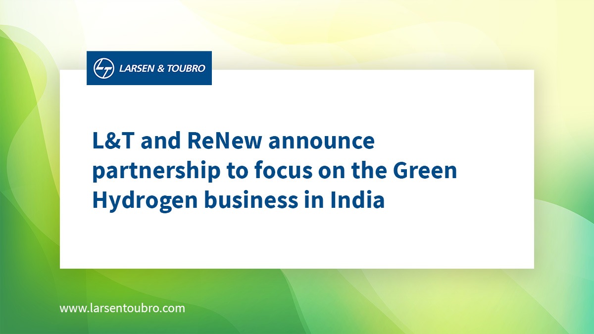 larsentoubro's tweet photo. Larsen &amp; Toubro (L&amp;T), India’s leading engineering conglomerate, and ReNew Power (“ReNew”) (NASDAQ: RNW, RNWWW) India’s leading renewable energy company, today announced a partnership agreement to tap the emerging green hydrogen business in India. 
#LarsenToubroNews @ReNew_Power https://t.co/J9u5svKylb