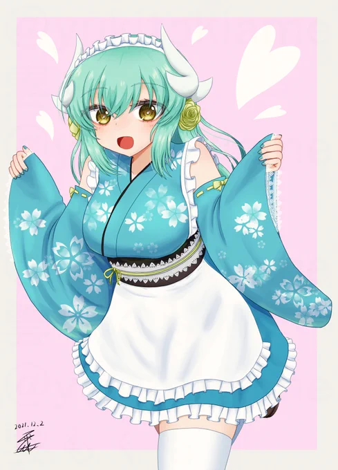 きよひー「ますたぁ、見てください! 和風めいどの清姫です! 掃除から洗濯、料理まで旦那様の身の回りのお世話しちゃいますよ!」
#FGO  #清姫 