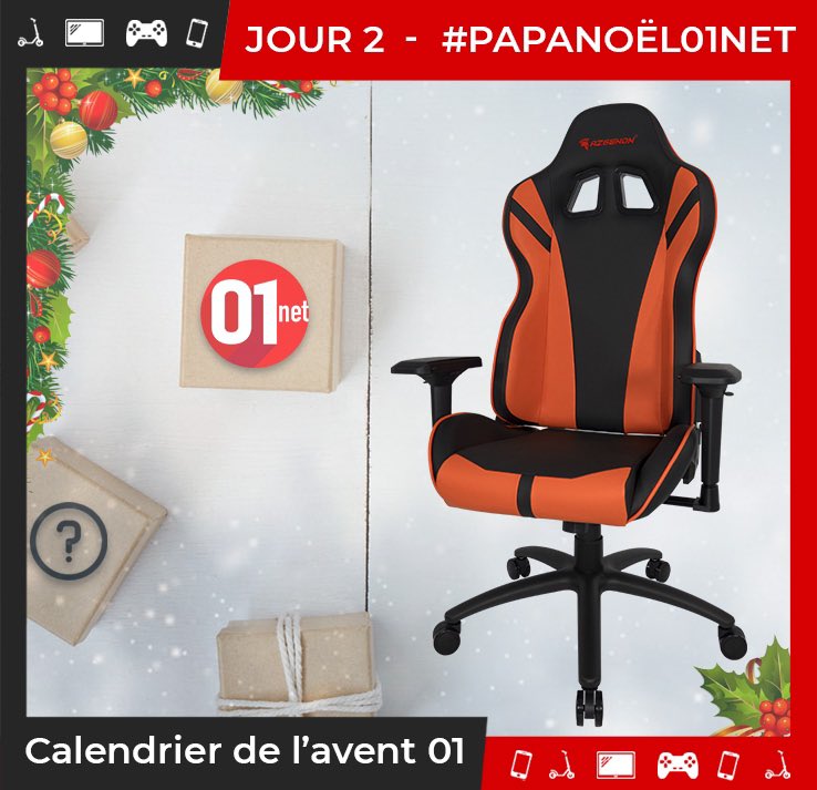Deuxième jour pour le #PapaNoël01net, et aujourd’hui on pense à votre dos ! 

Tentez de gagner votre fauteuil Z300 Orange de chez Azguenon ! 💺

Pour participer : 

- Follow <a href="/01net/">01net</a> et <a href="/azgenon/">AZGENON</a> 
- RT et like et le tweet
- Tweete avec le #PapaNoël01Net

RDV demain 🎉

TAS:11/1