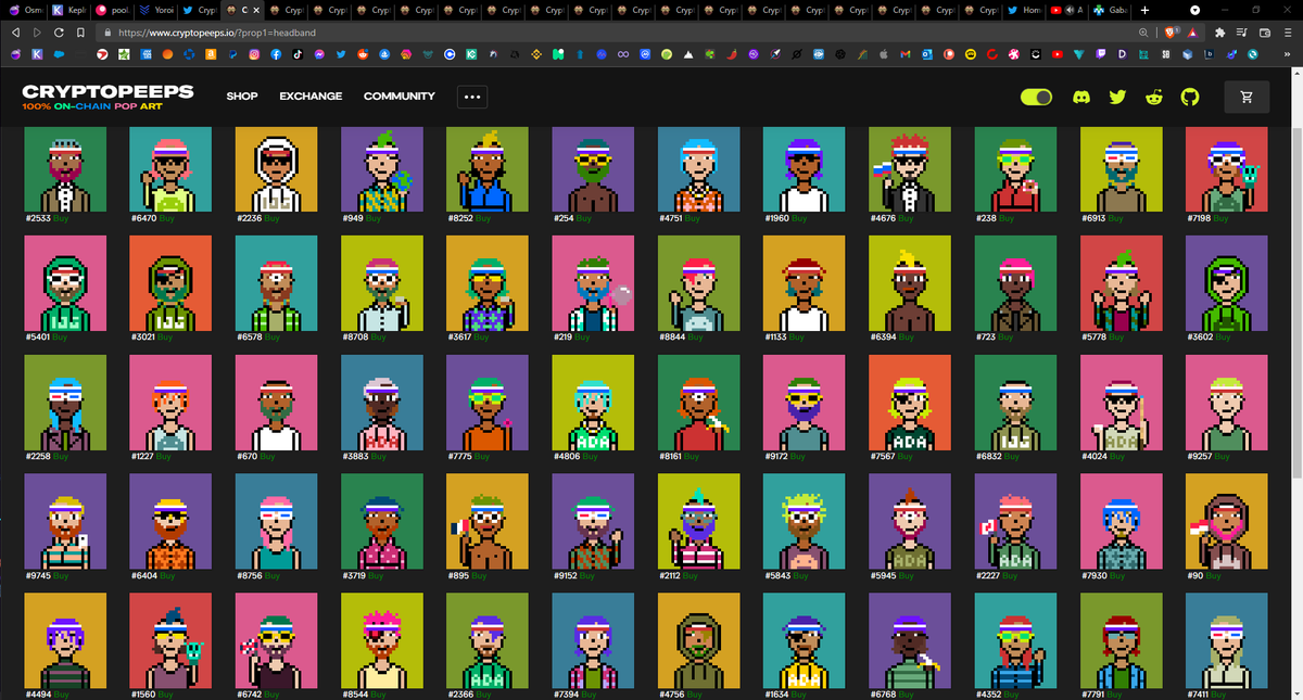 Join the #headbandpeep gang.
cryptopeeps.io/?prop1=headband
#Cardano #ADA #NFT #cNFT #cryptocurrency 
#Crypto #Popart #art #pixel #blockchain #pfp 
#digitalart #DeFi #CardanoCommunity #cryptopeeps
#CNFTs #CNFTCommunity #CNFTCollector #NFTS
#NFTsales #NFTshill #nftart #NFTCommunity