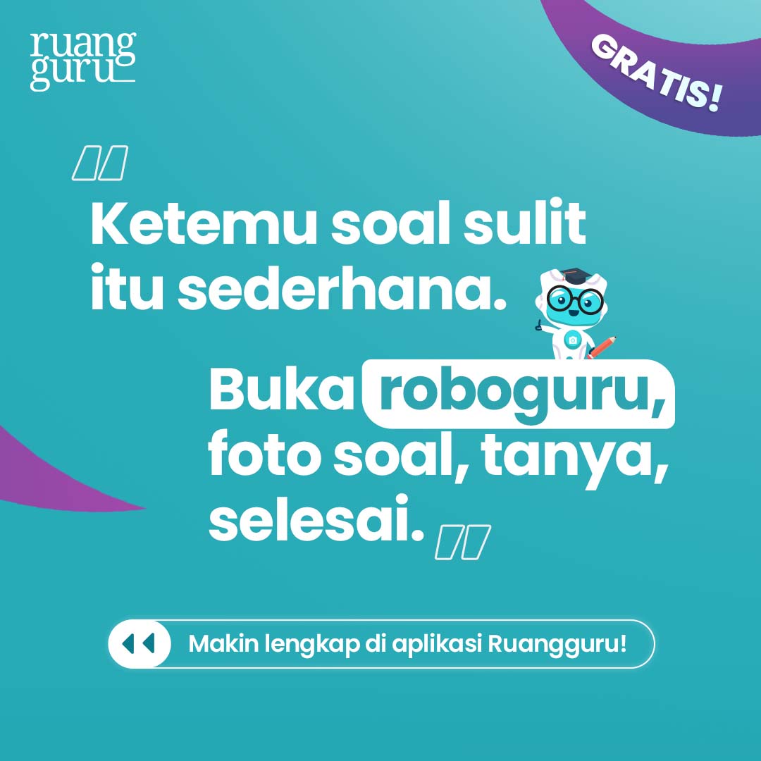 ruangguru's tweet photo. Kalo lagi PAS gini sih biasanya belajar dan latihan soal 24/7. Kalau ketemu soal sulit, mending tanya ke roboguru aja!
Yuk, mulai belajar PAS dengan Ruangguru. Buka roboguru, foto soal, tanya, selesai. Udah deh belajarmu makin lancar jayaaa!
#Roboguru #CumaAdaDiRuangguru #PAS https://t.co/2YZWGCcTA4