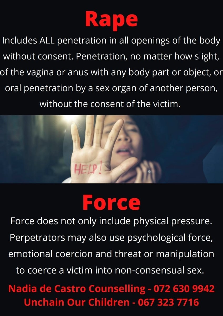UnchainOurChild's tweet photo. If you need help, please contact:

Nadia de Castro Counseling: 072 630 9942
Unchain our children: 067 323 7716

#unchainourchild #16daysofActivism2021 #16DaysOfActivism #StopGenderBasedViolence https://t.co/eP91ttQJAU