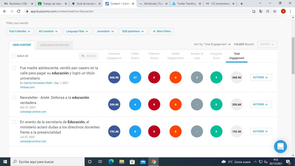 Aaron_fdez9's tweet photo. https://t.co/WahSB63vbM #241PA2021 Esta herramienta de Twitter permite buscar diferentes tópicos; en este caso "educación" y te ofrece métricas de la interacción en base a ese tópico, en diferentes plataformas. https://t.co/EdQZd2YbKI