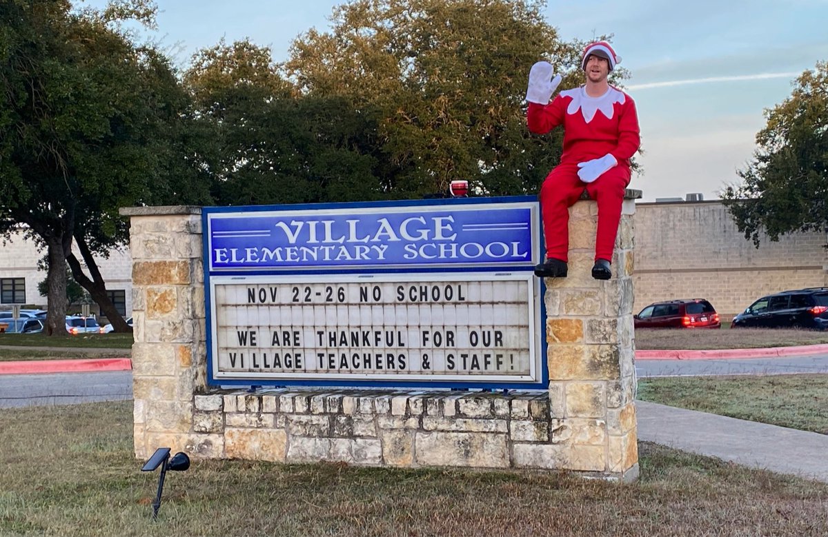 Village_Elem's tweet photo. Good morning from our Village Elf on the Shelf!  Let the fun begin 😀🎄🎅🏻@Becki_Ru @j_dorhauer03 @tbrent3A @GeorgetownISD https://t.co/afM2boP4Hr