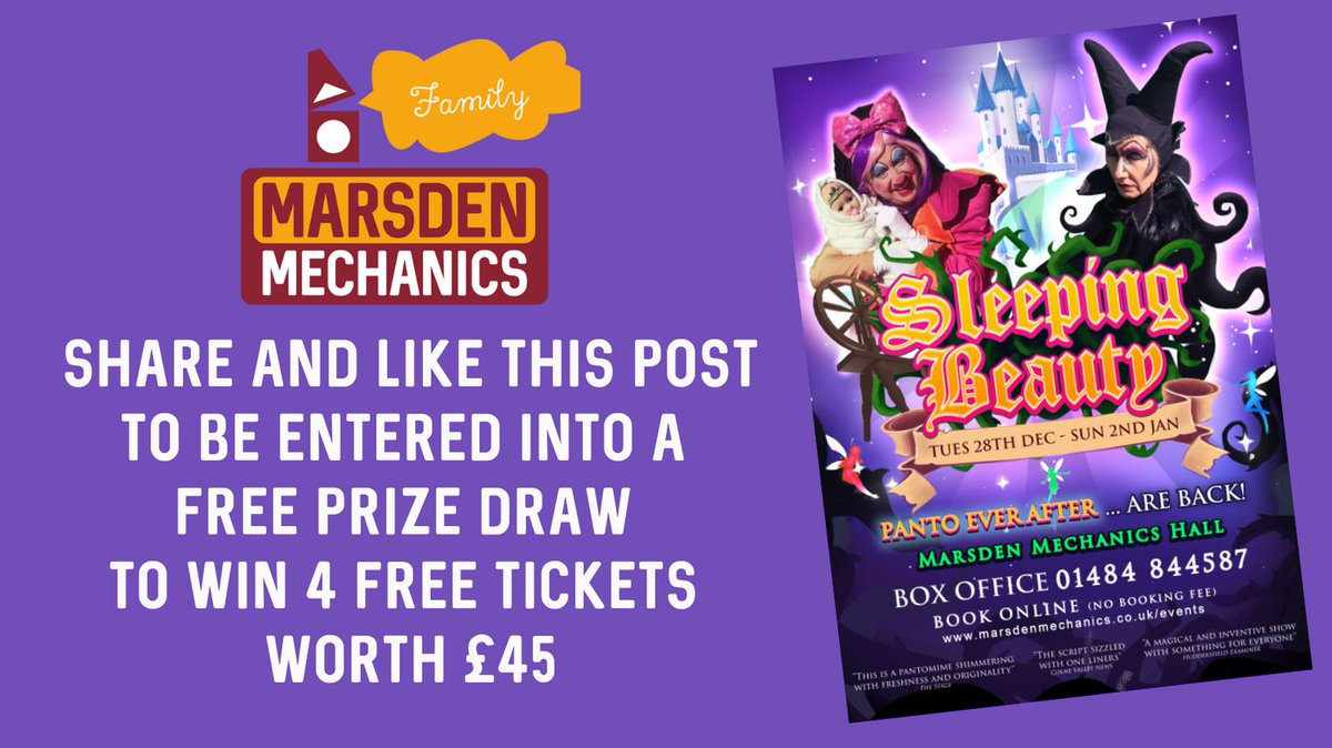 MarsdenHub's tweet photo. #Shareandlike this post and #win #prizedraw for #free #family #panto #tickets @pantoeverafter #SleepingBeauty @marsdenvillage https://t.co/8iYbUZahPj