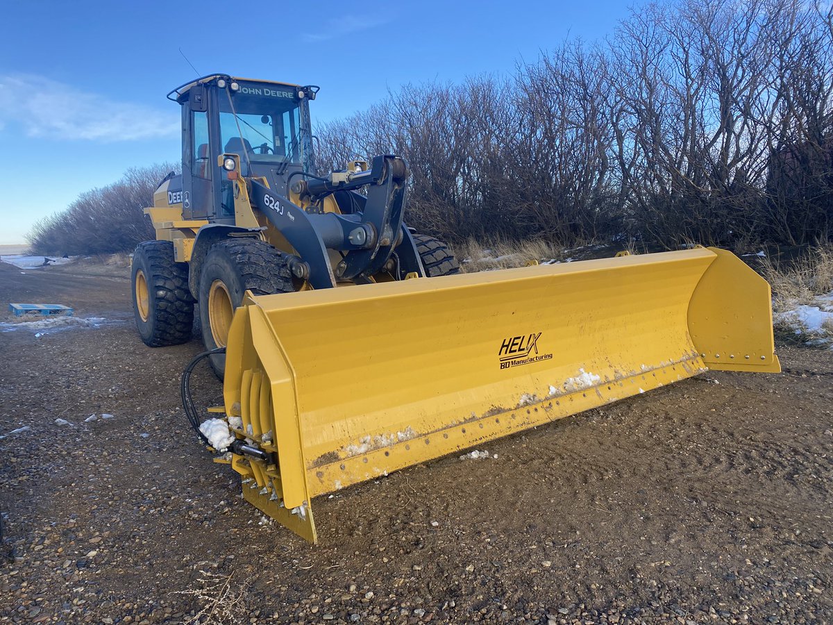 We outfitted this loader with a Helix blade this week. The loader didn’t have a hyd third function so we built a kit and added it. Contact me if you have any needs for dirt/snow moving equipment. We have units in inventory! <a href="/BDManufacturin1/">BD Manufacturing</a>