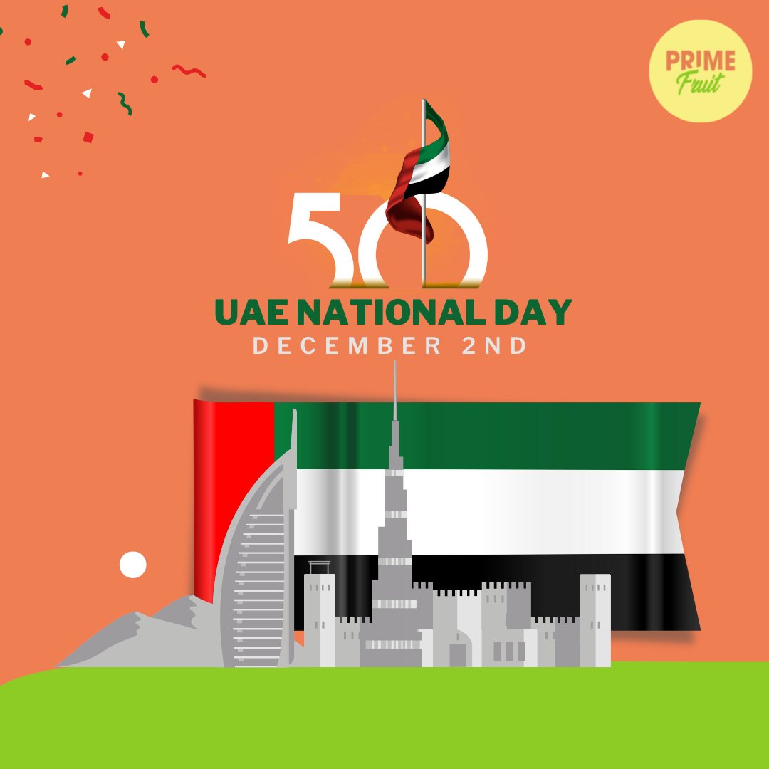 Happy 50th UAE National Day to all of you.
Stay Safe, Stay Healthy, Stay Happy, God Bless. 
.
.
.
.
.
.
#UAENationalDay
#PrimeFruitUAE
#DubaiFood #DubaiFoodie #MyDubai 
#FruitDeliveryDubai #DubaiFruitDelivery #mydubai🇦🇪 #Fruits #dubai🇦🇪 #dubai❤️ #dubaieats