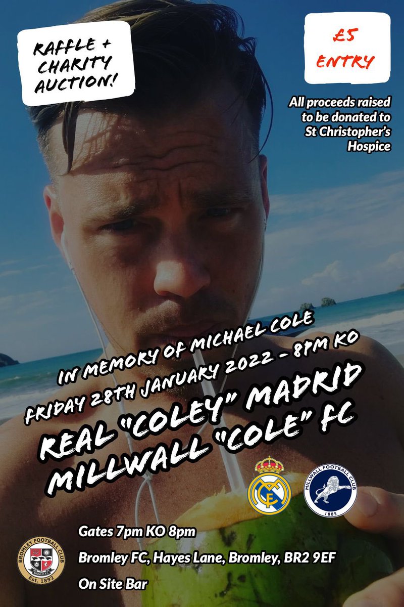 DATE FOR THE DIARY!! 

ALL PROCEEDS RAISED TO BE DONATED TO <a href="/StChrisHospice/">St Christopher's</a> 

<a href="/MikeCol20271997/">Mike Cole</a> miss ya mate x