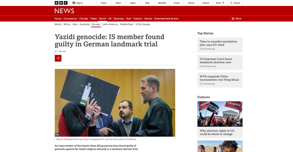 YazidiLN's tweet photo. Earlier this week an ISIS member, Taha AJ was sentenced to life in jail for genocide against the Yazidi's. This is the first genocide verdict against an ISIS member and therefore an enormous win for survivors of the the genocide and Yazidi's in general. #JusticeForYazidi https://t.co/PBKtew6j2Z