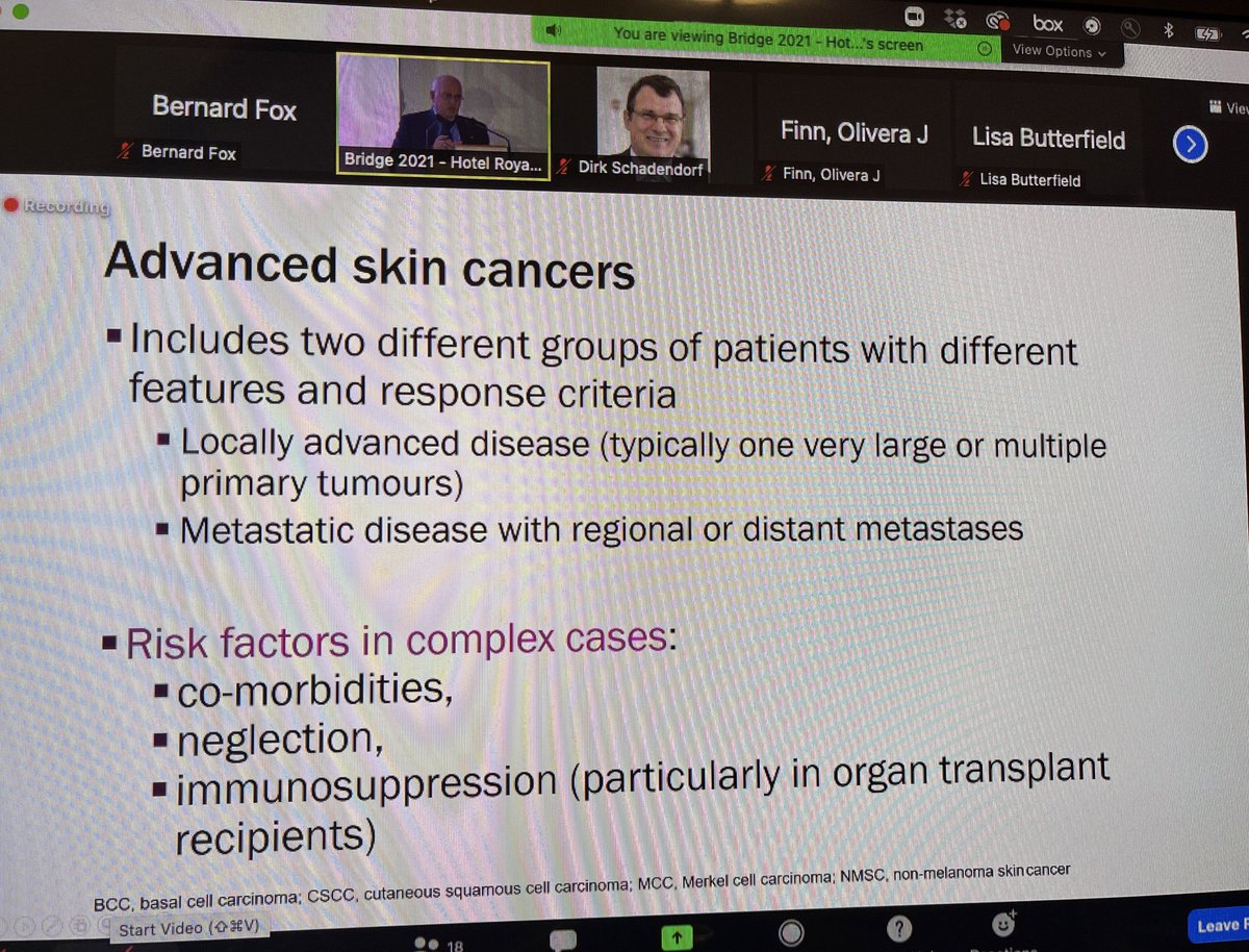 BernardAFox's tweet photo. 1) Prof @PAscierto #immunotherapy Guru @istitutotumori @FondMelanoma talks real world data anti-PD1 4 cutaneous squamous cell CA (#CSCC) / more data immunotherapy works in older population 80-93 y/o /lots of examples #cemiplimab /before PD1 these pts had no chance/#IOBridge2021 https://t.co/Rq2ppBxg39