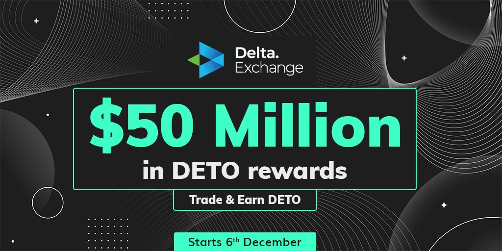 📢 Launching 'Trade Farming' from 6th December. 

💰 $𝟱𝟬 𝗠𝗶𝗹𝗹𝗶𝗼𝗻 in $DETO Rewards to be earned!

Traders will earn daily #DETO rewards proportional to their trading activity (trading fees paid). 

👉 Read &amp; Participate: delta.exchange/trade-farming-…