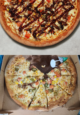 Digital_Squid's tweet photo. @PapaJohns The Spicy BBQ Pulled Beef pizza you advertised vs the one I received. Time to switch over to @Dominos_UK https://t.co/PeUxir3kQa