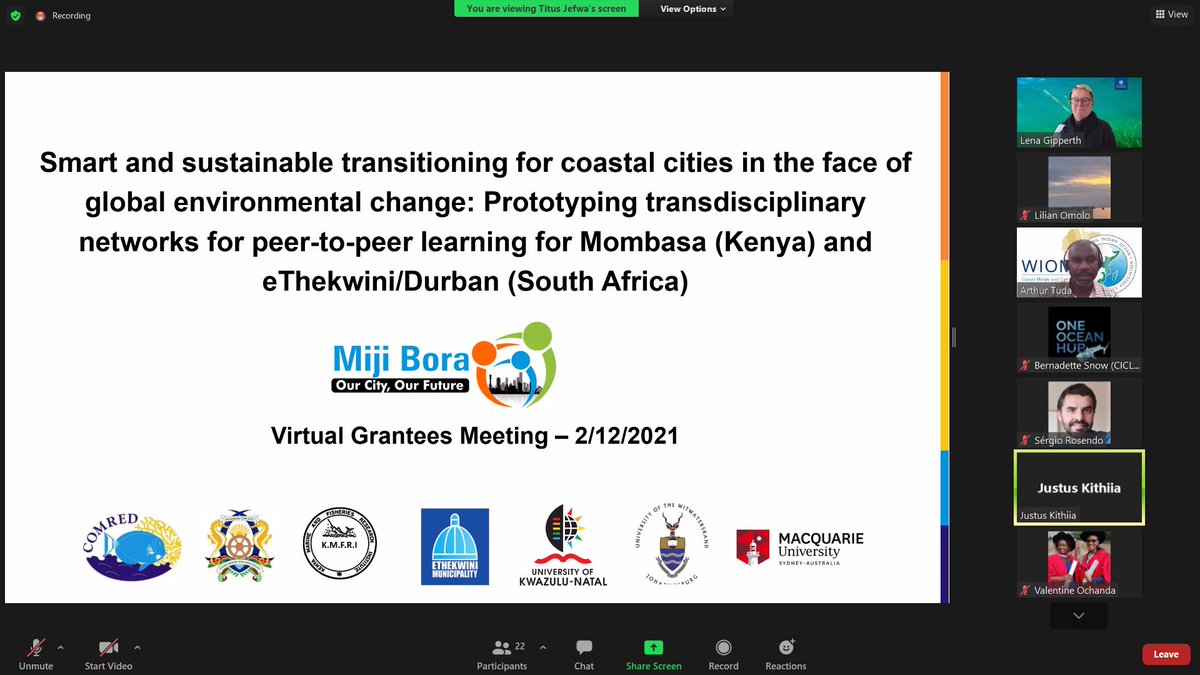 Happening now: The Cities and Coasts Project Grantees meeting. 

The Programme Committee chaired by Prof Lena Gipperth, is meeting with the 5 Project Grantees to discuss the progress in implementation, the results, outputs, challenges and lessons learnt.