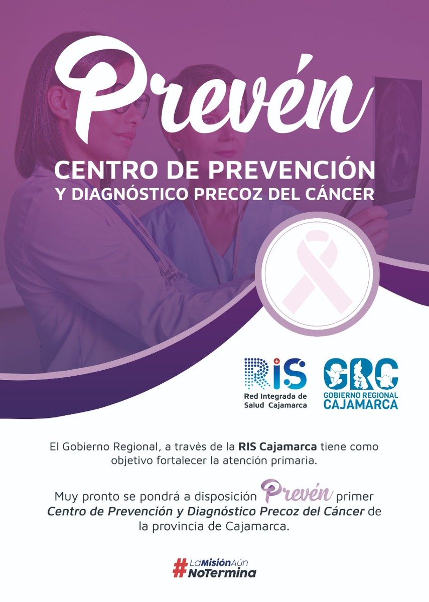 emundaca's tweet photo. El #cancer es la principal causa de muerte en el país, con el funcionamiento del "Centro de prevención y diagnóstico precoz del cáncer" @CajamarcaRed brindará atención en el tamizaje de los cánceres más comunes. 
Recuerda que el cáncer tiene cura si se detecta a tiempo.
@drhuerta https://t.co/GLVufsX4mB