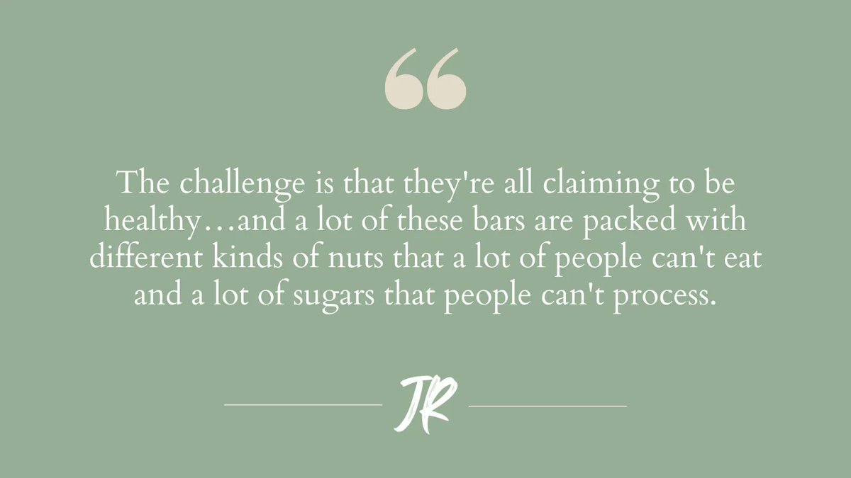 _NextGenChef's tweet image. “The challenge is that they're all claiming to be healthy…and a lot of these bars are packed with different kinds of nuts that a lot of people can't eat and a lot of sugars that people can't process.” -Justine Reichman

justinereichman.com/podcast-episod… 

#healthysnacks #informedchoices