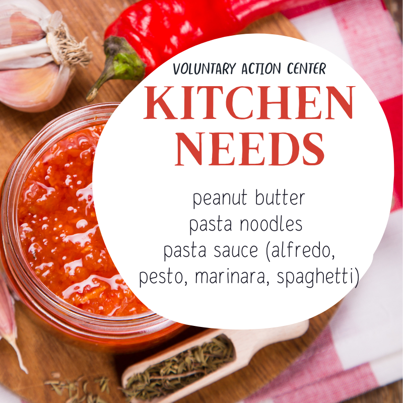 VACCalhoun's tweet photo. The VAC Community kitchen is low on peanut butter, pasta noodles, and different kinds of pasta sauce! Donations can be dropped off Monday-Thursday 9am-5pm and Friday 9am-2pm. https://t.co/0fRZJOjyJd