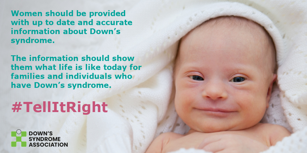 DSAInfo's tweet photo. Women should be provided with up to date and accurate information about Down’s syndrome. The information should show them what life is like today for families and individuals who have Down’s syndrome.
#TellItRight https://t.co/ij5693yK2E