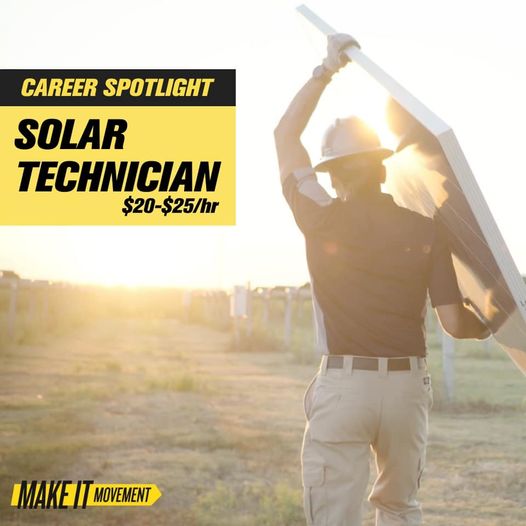 E3Alliance's tweet photo. The #MakeItMovement is helping young people discover their purpose &amp; talents early in life so they are confident about making a great living &amp; life doing what they love to do. Solar Technician is one of MANY options. Share now!  https://t.co/LWRL4UwflM #EarnASkill #BuildACareer https://t.co/2OnuQBFAeb