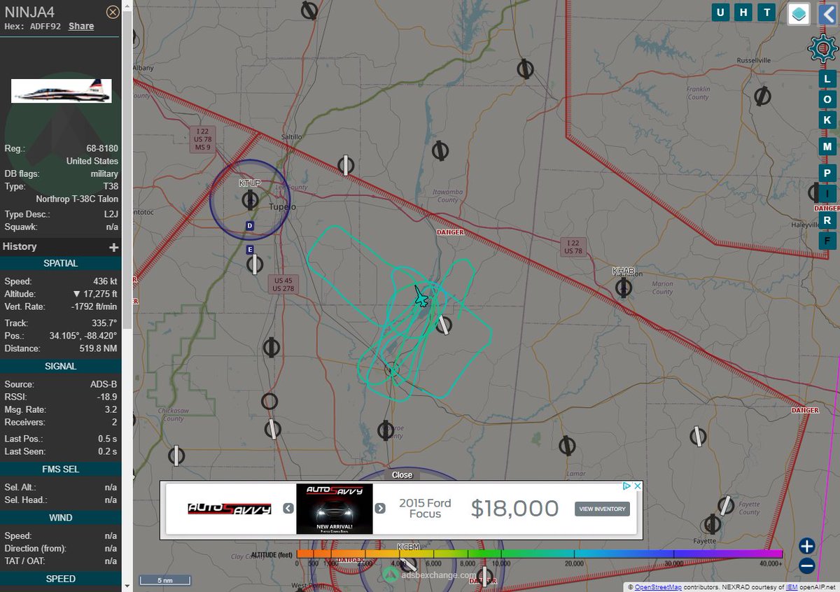 Radar_Assistant's tweet image. MULTI ADSBX MANOEUVRING ALERT : At time Thu Dec  2 13:50:48 2021 #NINJA4   was likely to be manoeuvring at FL182 15nm from TU Veron_NDB_US
 near 30051, Deer Run Road, Monroe County, Mississippi,  #AvGeek #ADSB globe.adsbexchange.com/?icao=ADFF92&amp;amp;z…
