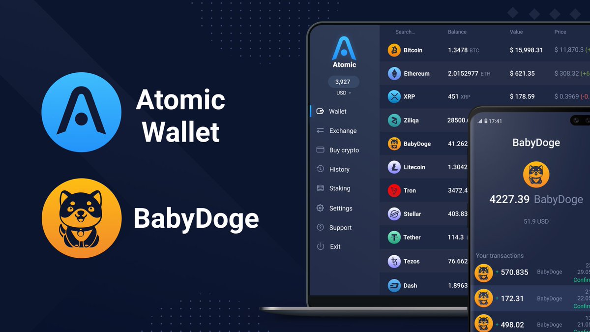 AtomicWallet's tweet image. Hey #BabyDogeArmy 👋 We will add #BabyDoge soon to @AtomicWallet for our 3,000,000 users!

@BabyDogeCoin created with a mission to make all the #DOGE memes lovers happy by its cuteness &amp;amp; deflationary tokenomics 👌

We're planning some giveaways soon 🤫
👉 atomicwallet.io