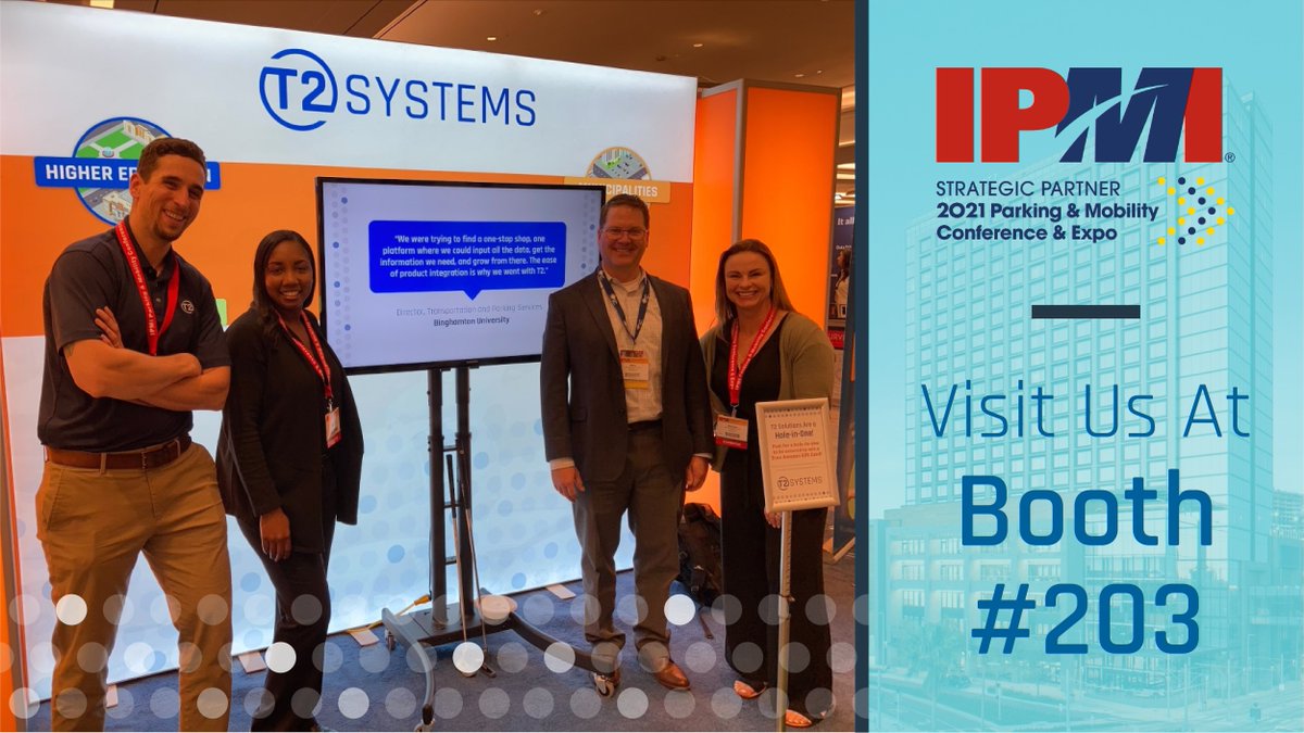 T2SystemsInc's tweet photo. The final day of #IPMI2021 is here! Don't miss your chance to come see the T2 team at Booth #203 and learn how we can help you better serve your customers while generating more revenue.

#Parking #Mobility #ParkingManagement #ParkingTechnology #ParkingSolutions https://t.co/pjb9D00Ncs