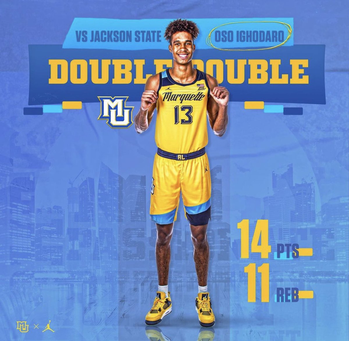 AZSelectBoysBB's tweet photo. Arizona Select Alumni @_oso_i w/ the Double Double for @MarquetteMBB
Big O Reppin AZ 🏀🌵🏀🌵🏀
Never Got the Fork Splash but Had Half as Many Points as Them Last Night!
#ArizonaBoy https://t.co/oxYv8pAqjI