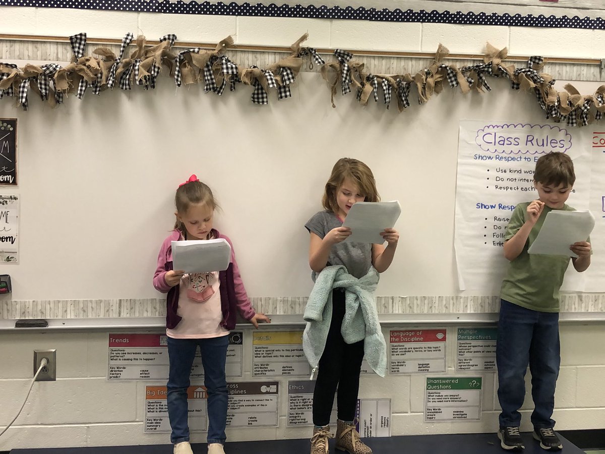 FletcherInFirst's tweet photo. @NHE_HCS Finding the joy in the day! These kids were so excited to perform their readers theatre projects to the group. #joyatNHE https://t.co/BCsNm0adpu