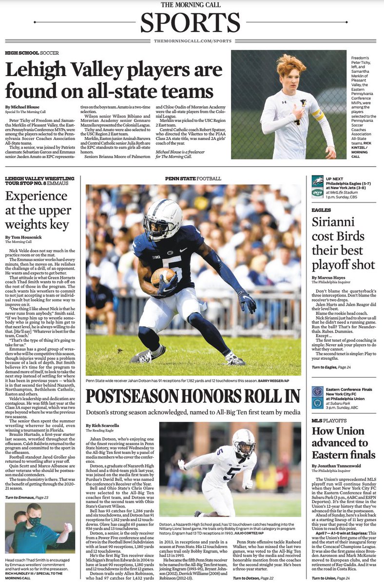 cklarimer's tweet photo. The Morning Call's Thursday SPORTS page. Read all about it at https://t.co/Wvxon7VkTy @mcall @lvvarsity https://t.co/sorNUuu9hM