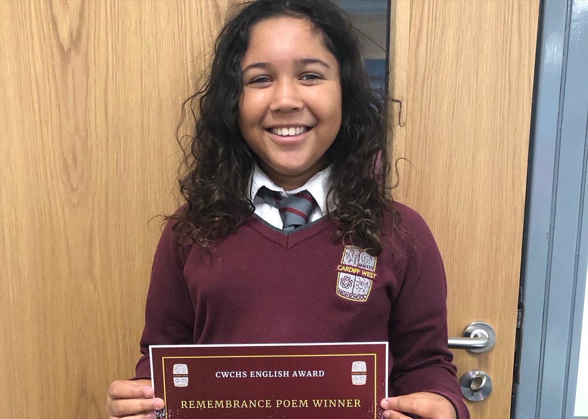 mrshlrichardson's tweet photo. Congratulations to both Tianah and Martha on winning the English department's'Remembrance Poem' competition! #ks3poetry #poetrycompetition #competitionwinners @CardiffWestCHS @CWCHS_English https://t.co/dyLJQgw5QF