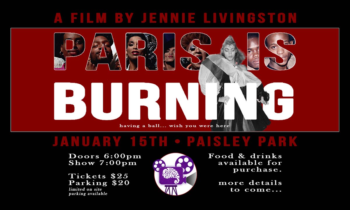 JUST ANNOUNCED: #ParisIsBurning is the next film in the Paisley Park Cinema Series. Get your tickets now. paisleypark.com/events/paris-i…