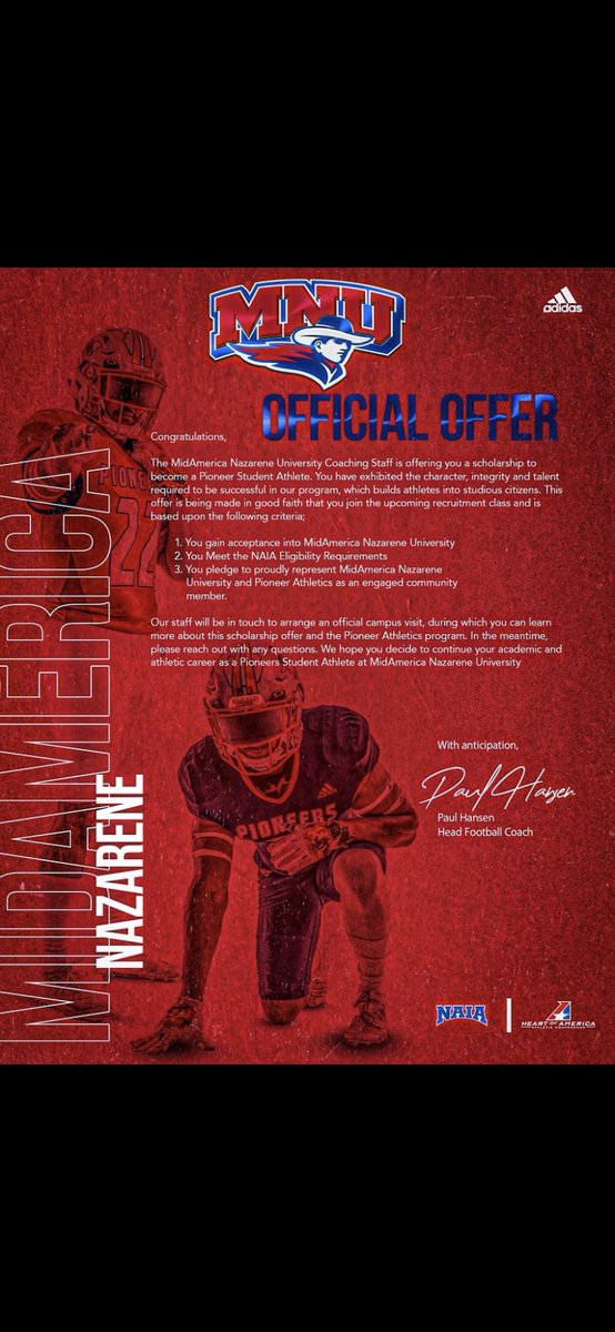 After a great call with @coachCordovaDC I’m excited to announce my first offer from MNU! Thank you so much for believing in me!!!
